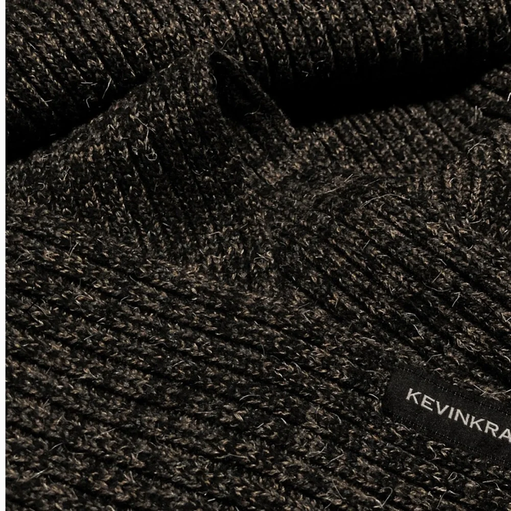 Kevin Kramp Ribbed scarf brown/gray Cashmere blend NEW